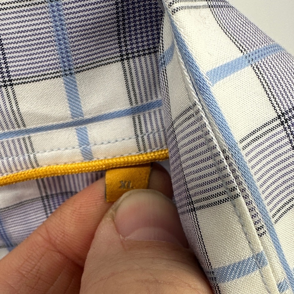 Robert Talbott Men's Checkered Shirt - Blue, White, and Red - Picture 3 of 10